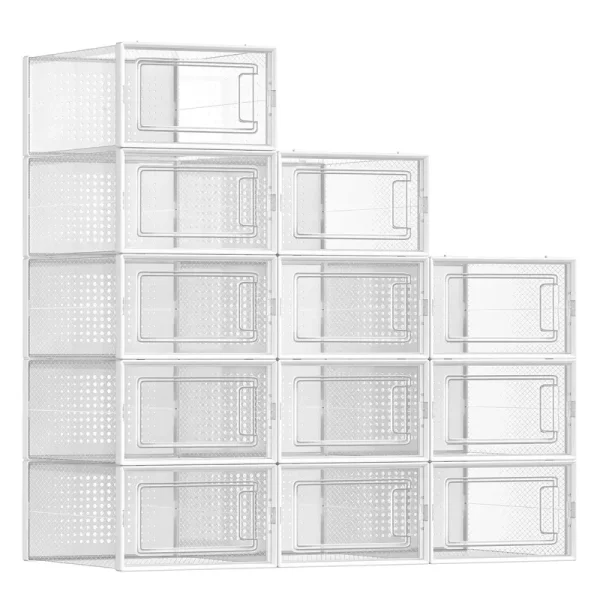 SONGMICS Shoe Boxes, Pack of 12 Stackable Shoe Storage Organizers