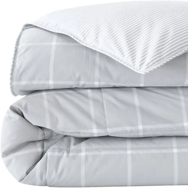 Lands' End Pureloft Printed Comforter or Sham, Dark Grey, King