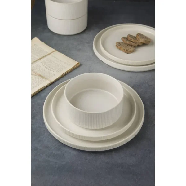 Paytan Stoneware Dinnerware Sets, 12-Piece Dish Set Color: Matte White