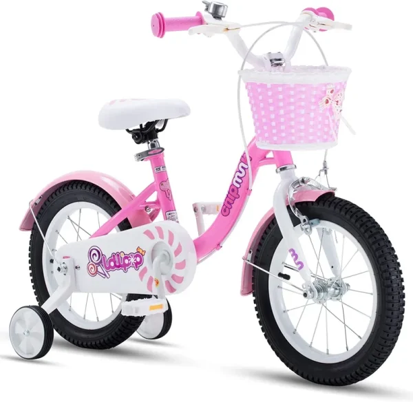 Royalbaby Chipmunk Girls Kids Bike Bicycle with Basket Training Wheels 14 in Lollipop Pink