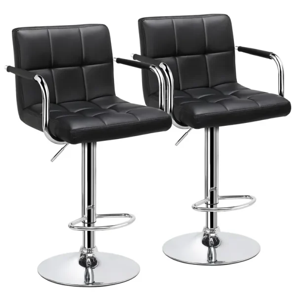 Yaheetech 2pcs PU Leather Adjustable Bar Stools for Dining Room, Black