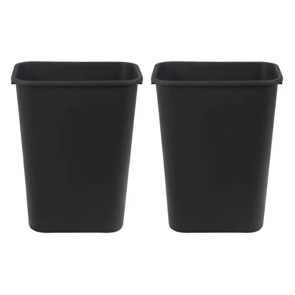 AmazonCommercial 10 Gallon Commercial Office Wastebasket, Black, 2-Pack
