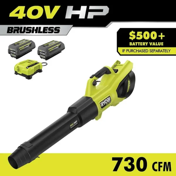 Ryobi Cordless Leaf Blower Ry404100 40V HP Brushless Whisper Series.