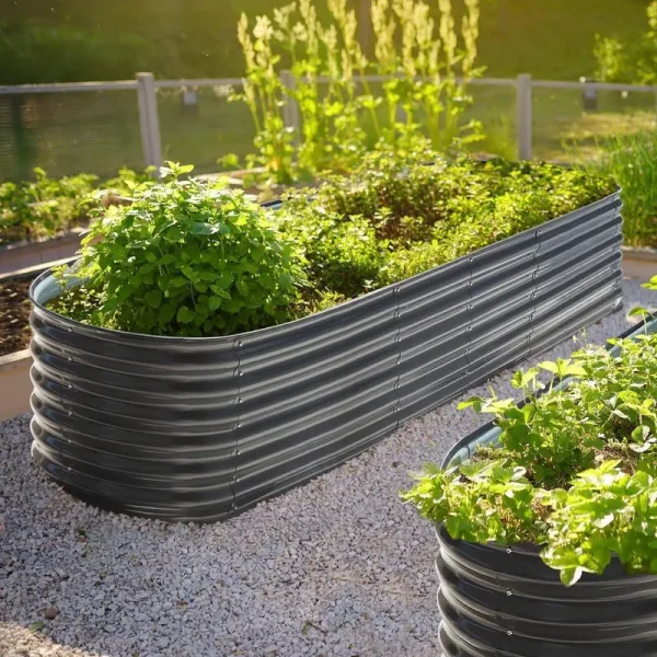 8 ft. x 2 ft. x 2 ft. Galvanized Raised Garden Bed 9-in-1 Planter Box Outdoor, Dark Gray