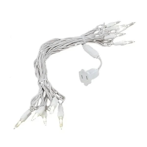 Novelty Lights 10 Light T5 LED Christmas Mini Light Set, Outdoor Lighting Party Patio String Lights, Warm White, White Wire, 11 Feet