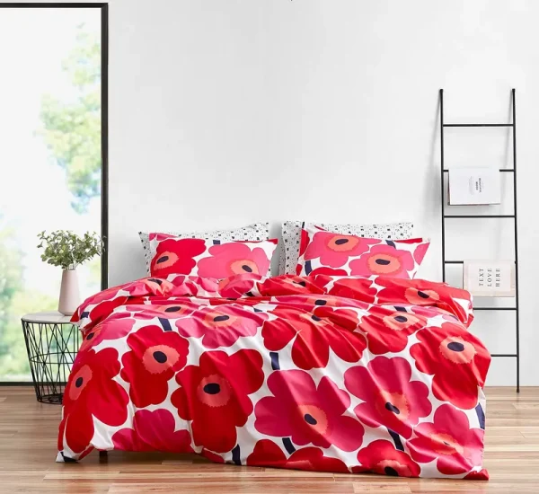 Marimekko Unikko Duvet Cover Set Full/Queen - Red