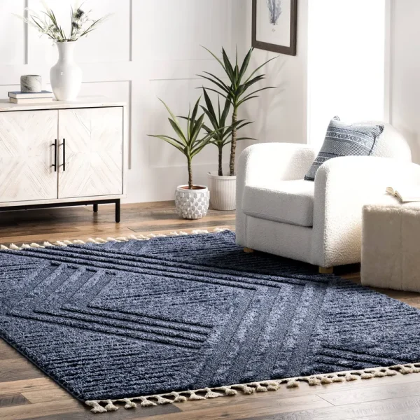nuLOOM Risette Blue 4 ft. x 6 ft. Solid Shag Area Rug