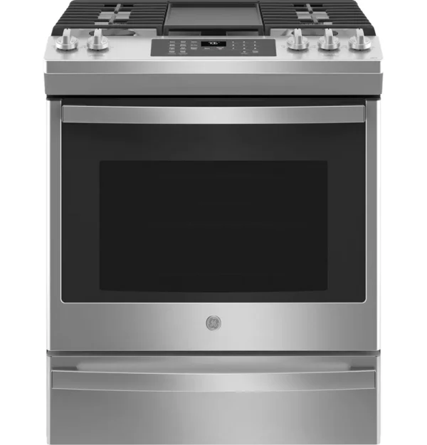 GE 30" Slide-In Front-Control Convection GAS Range with No Preheat Air Fry Stainless Steel