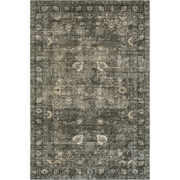 Lauren Liess x RugsUSA - Bayberry Vintage Machine Washable Area Rug 8x10, Dark Gray