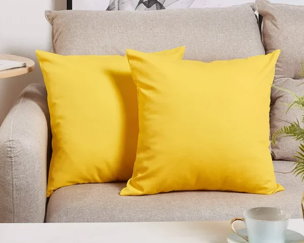 TangDepot Cotton Solid Throw Pillow Covers, 18" x 18" , Yellow