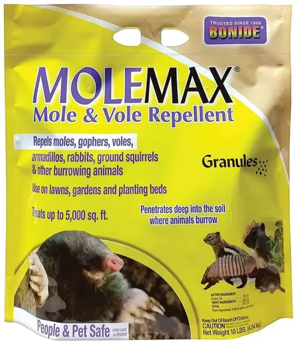 Bonide 692150 Mole Max and Vole Repellent Granules, 10-Pound