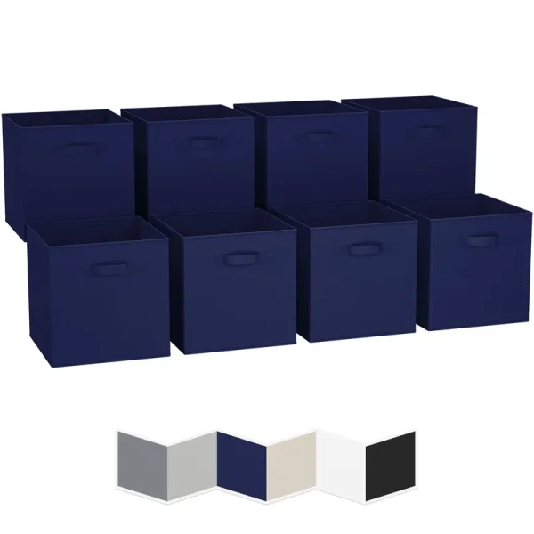 NEATERIZE 13x13 Large Storage Cubes (Set of 8) Fabric Storage Bins with Dual Handles Cube Storage Bins for Home and Office Foldable Cube