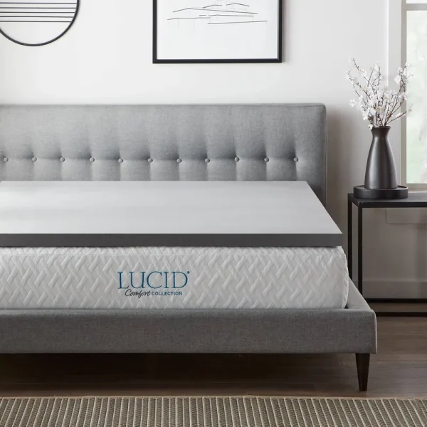 Lucid Comfort Collection - 2" Bamboo Charcoal Memory Foam California King Mattress Topper