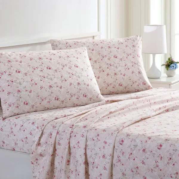 Modern Threads Printed 4 Piece Sheet Set, Kashmir Rose, Queen