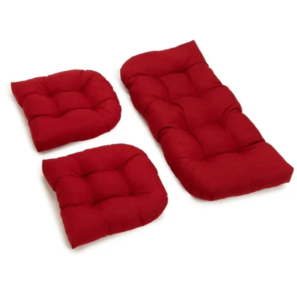 Blazing Needles U-Shaped Spun Polyester Tufted Settee Cushion Set (Set of 3)