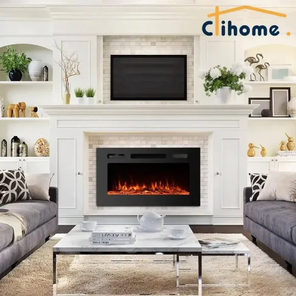 Clihome 30 in. Classic Built-In or Wall-Mounted Direct Vent Electric Fireplace Insert