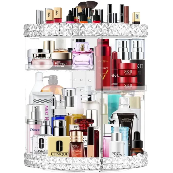 360 Rotating Makeup Organizer Large Capacity Cosmetics Organizer Beauty Organizer Clear Cosmetic Storage Display Case with 8 Layers