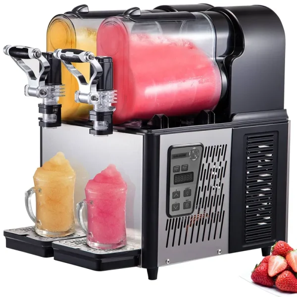 VEVOR Commercial Slushy Machine, 3LX2 Tank Slush Drink Maker, 340W Frozen Drink Machine with Temperature Preservation, Stainless Steel Home Slush