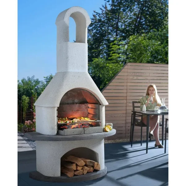 Valenzia 79.9" H Concrete Outdoor Fireplace Big Horn Outdoors