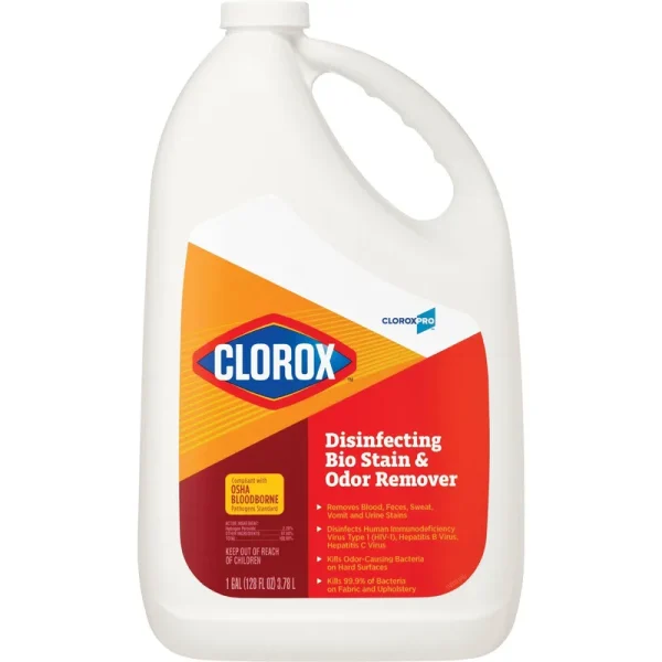 Disinfecting Bio Stain and Odor Remover, Fragranced, 128 oz. Refill Bottle, 4/Carton