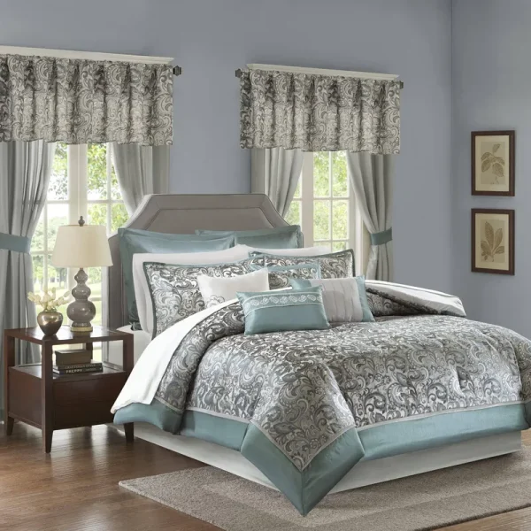 Madison Park Brystol 24 Piece Room in A Bag Teal / Queen