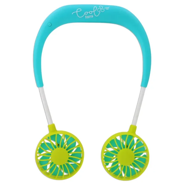 Banzai Wearable Green 3-Speed Neck Fan, Rechargeable USB, Ages 14 & Up, unisex