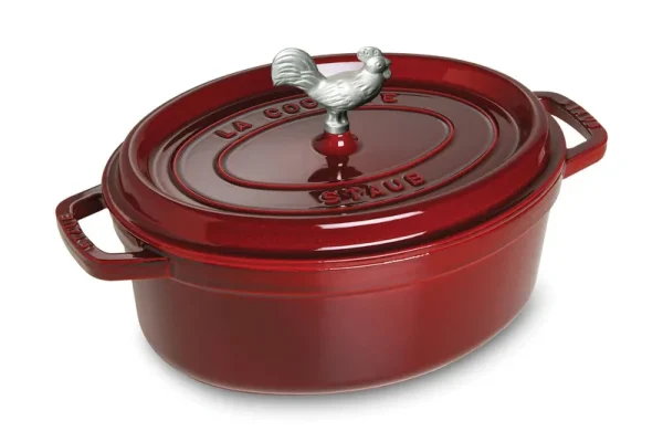 Staub Oval Coq Au Vin Cast Iron Cocotte, 5.75-Quart, Grenadine
