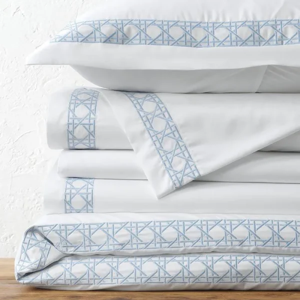 Lands' End 400 Thread Count Premium Supima Cotton No Iron Sateen Embroidered Pillow Sham, Size: Euro No Sz, White