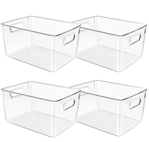Control Kitchen Clear Plastic Storage Bins, Perfect for Kitchen Organization or Pantry Organization and Storage, Fridge Organizer Plastic Bins, Pantry Organization