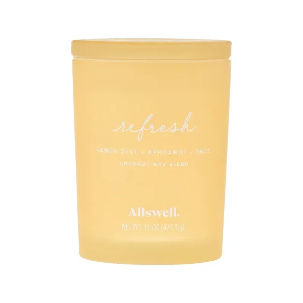 Allswell 15oz Scented 2-Wick Spa Candle - Refresh (Lemon Zest + Bergamot + Sage)