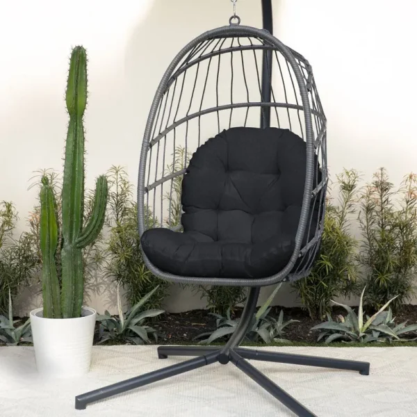 Outdoor Seat/Back Cushion Egg Chair Cushion Birch Lane Fabric: Black