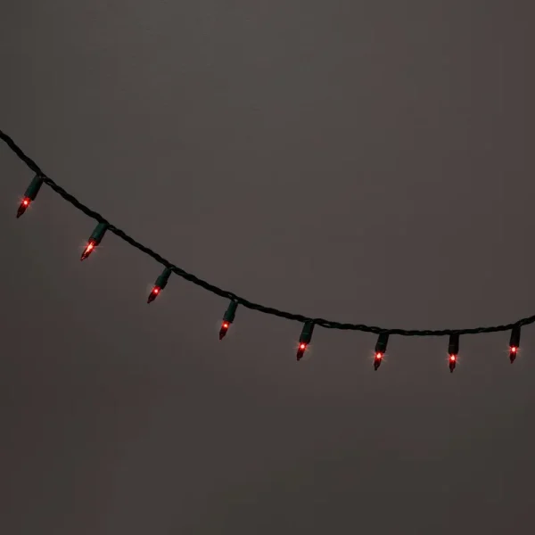 100ct Incandescent Smooth Mini Christmas String Lights Red with Green Wire - Wondershop