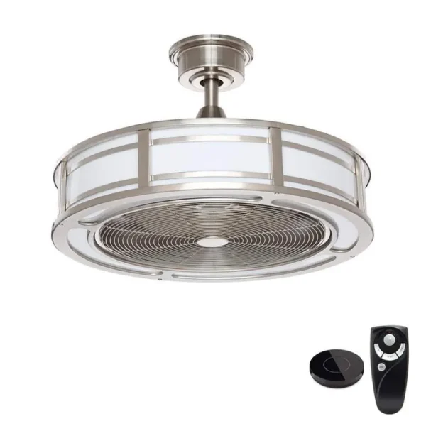 Home Decorators Collection Brette II 23 in LED Brushed Nickel Ceiling Fan with Light and Remote Control works with Google and Alexa AM382A-BN-B