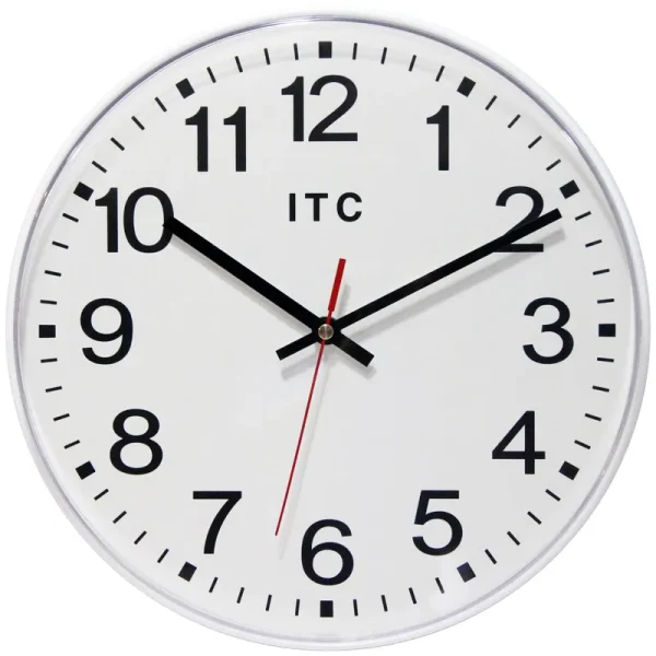 Infinity Instruments Round Wall Clock, 12" Black/White