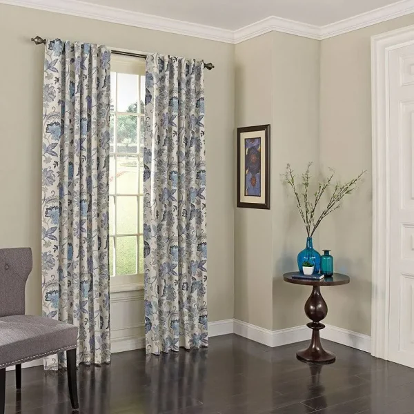 Eclipse Nina Blackout Rod Pocket Back Tab Single Curtain Panel, Blue