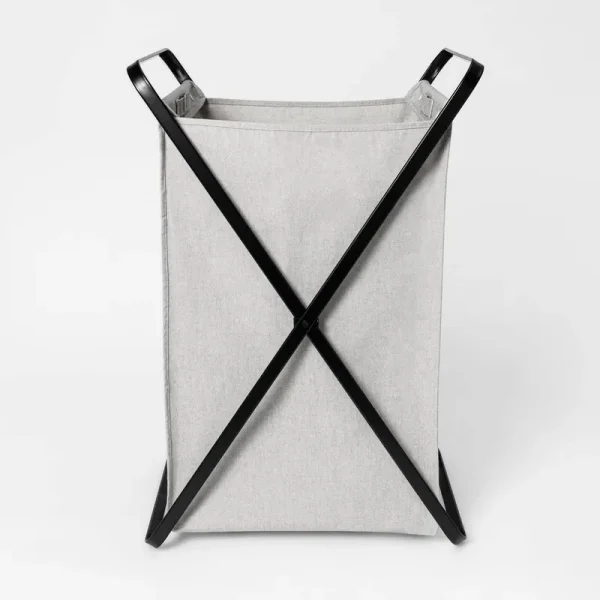 Folding X-Frame Single Sorter Hamper Matte Black - Brightroom