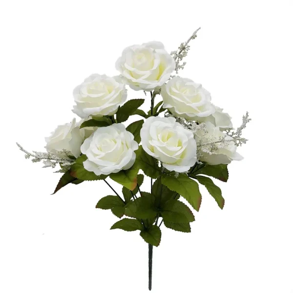 Mainstays Assembled Height Indoor Artificial Rose Floral Bush - White - 17.5 in