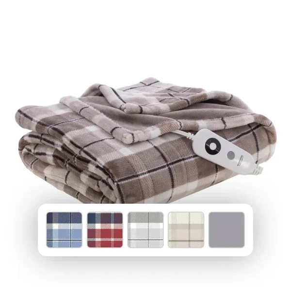 Berkshire Blanket Berkshire Ultraplush Heated Oversized 60' x 70' Throw-Plaid Gray