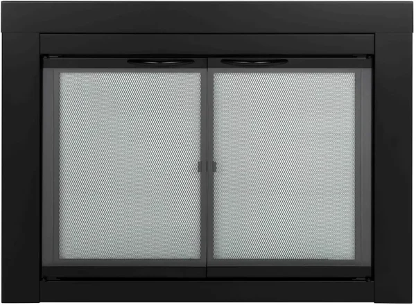 Pleasant Hearth Warming AN - 1012 Alpine Fireplace Glass Door for Masonry Fireplaces, Large, Black