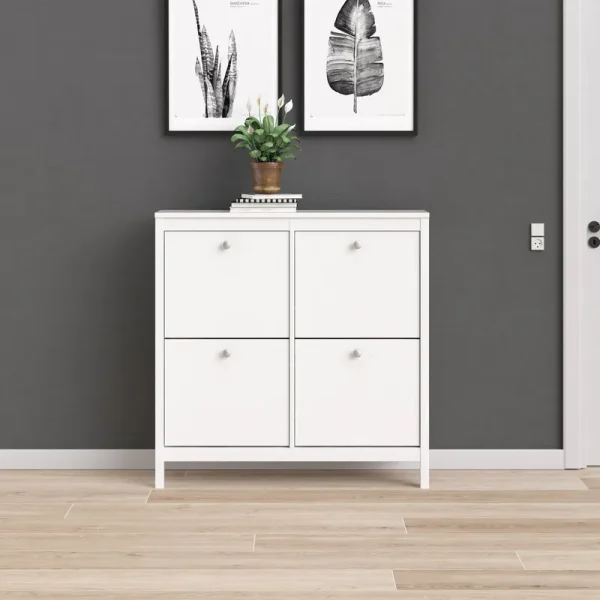 Tvilum Madrid 4 Drawer Shoe Cabinet, White