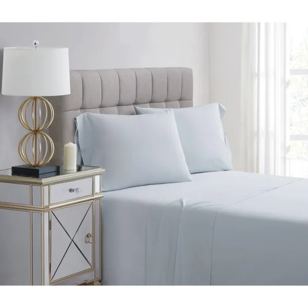 Charisma Percale Cotton 400 Thread Count Sheet Set, Full, Illusion Blue