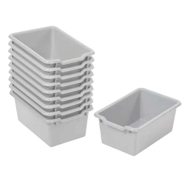 Ecr4kids Scoop Front Storage Bins, Multipurpose Organization, 10-Piece - Light Grey