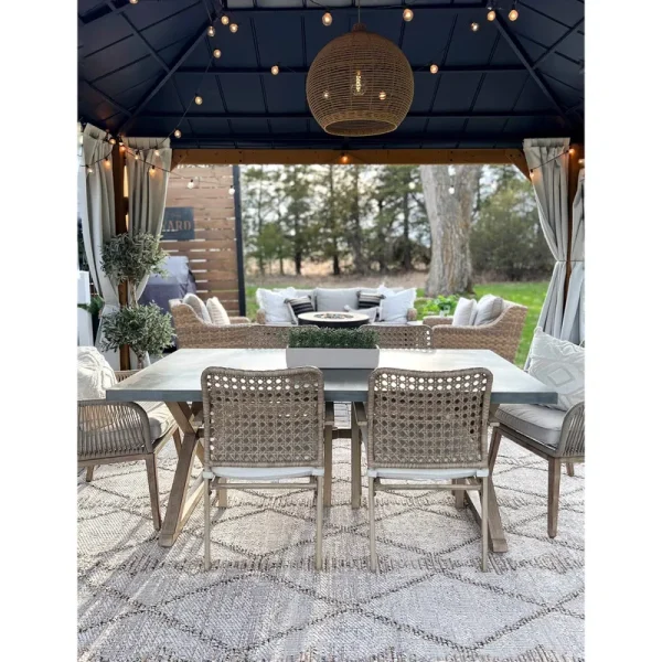 Hauteloom Nyla Living Room, Bedroom Patio Outdoor Area Rug - Farmhouse - Beige,Tan - 6'7 inch x 9', Size: 6'7 x 9'