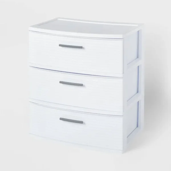 3 Drawer Wide Tower White - Brightroom