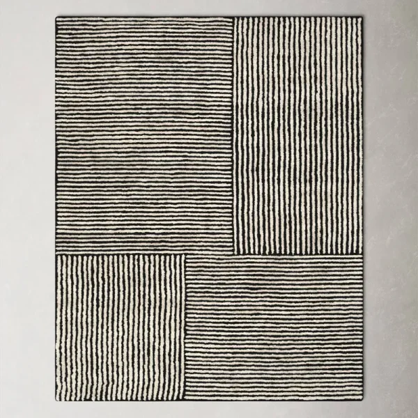 Balos Hand Tufted Black/Ivory Rug AllModern Rug Size: Rectangle 5' x 7'6"