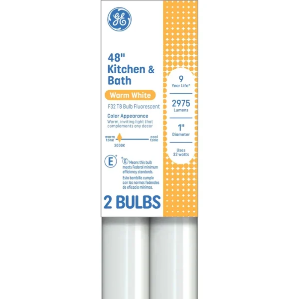 GE 32W T8 Kitchen & Bath Bulb - 2 Pk.