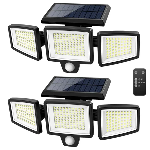 Solar Outdoor Lights, Tuffenough 2500Lm 210 LED Security Lights with Remote