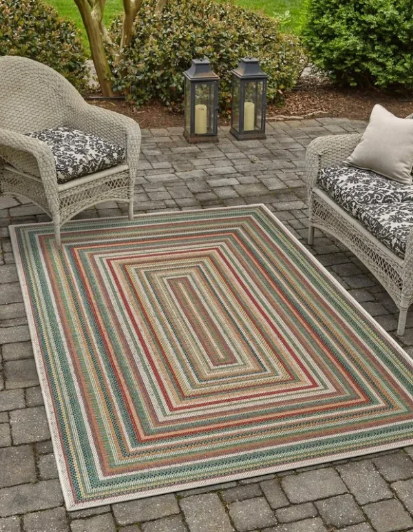 Baja Outdoor 7x10 Colorful Geometric Area Rug Indoor Outdoor Rug