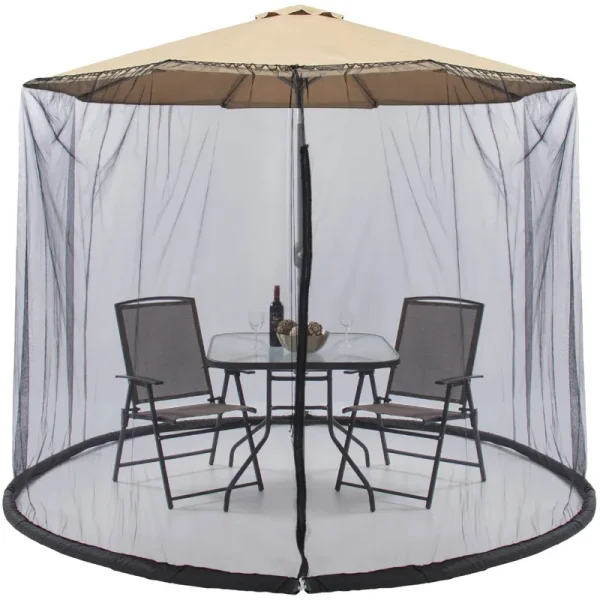 Best Choice Products 9ft Patio Umbrella Bug Screen w/ Zipper DOOR. Polyester Netting - Black