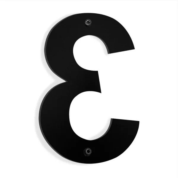 Barton 6 in. Black Stainless Steel Floating House Number 3